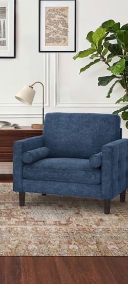 LUE BONA Accent Arm Chairs with Solid Wood Modern Upholstered Living Room Chair with Pillows
