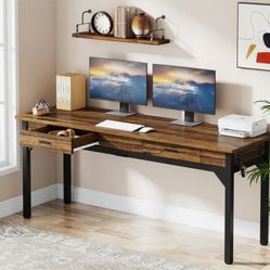 78.7" Two Person Desk, Long Computer Desk with 2 Drawers