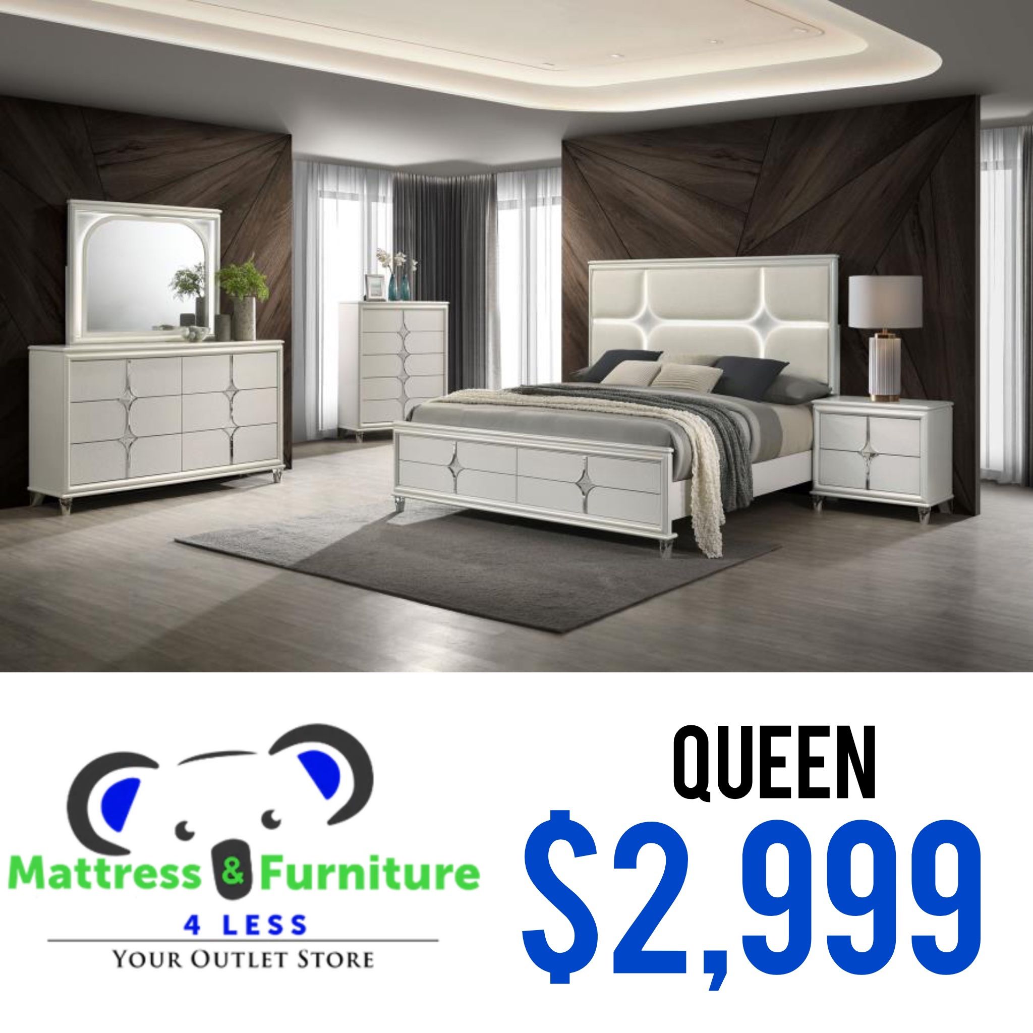 Olivia 5-Piece Queen Bedroom Set Pearl White