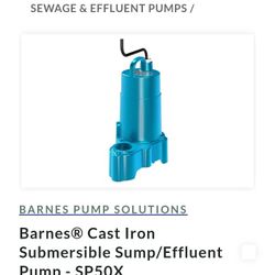 Barnes 1/2 Hp Submersible Pump