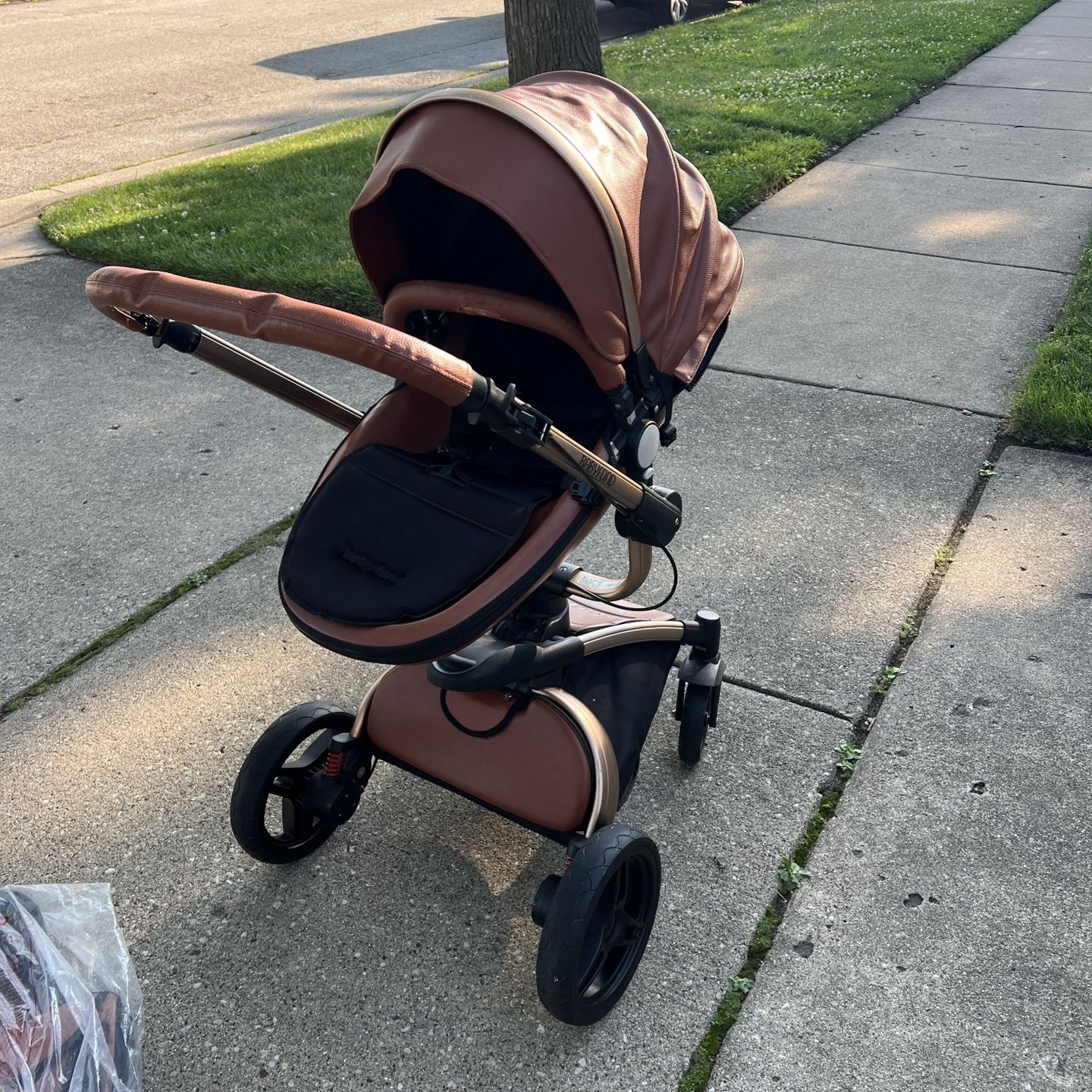 Babyfond 3 in 1 Baby Stroller Dark Brown Leather for Sale in 