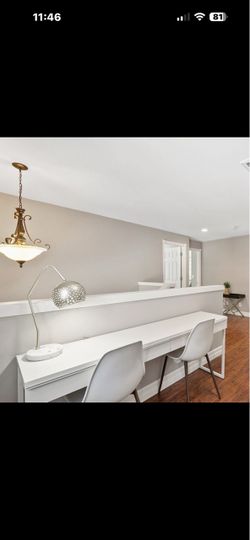 IKEA 72” White Desk w/2 target white chairs