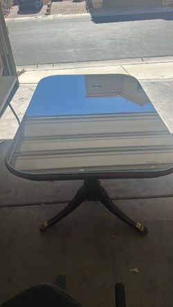 Wooden kitchen table W/ Tempered glass cover