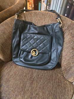 Black Hand Shoulder Bag Purse Leather 