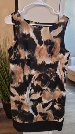 Sleeveless Abstract Print Shift Dress Size 16