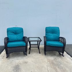 3pc Rocking Chair Set With Side Table 