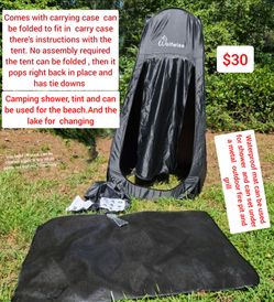 Camping shower tent can be used at the beach and lake for changing comes with waterproof fireproof mat