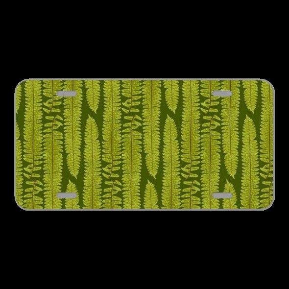 License Plate Novelty Car Front Fern Texture Nature Leaves