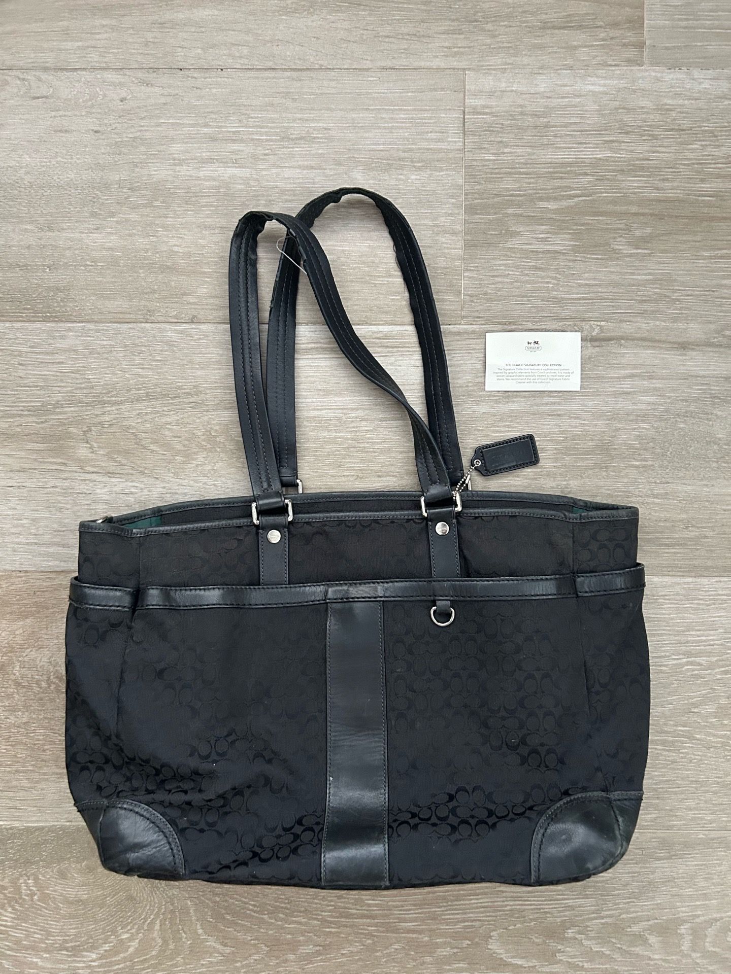 Coach Signature Diaper Large Travel Tote Bag F77156 Shoulder Purse Black Authentic Vintage