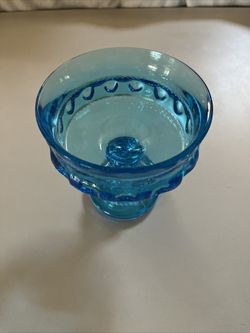 Pretty Blue Goblet Candy Dish 5” Diameter