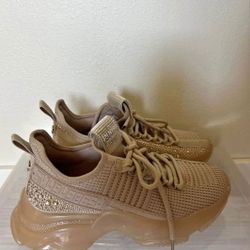 Tan and cream sneakers