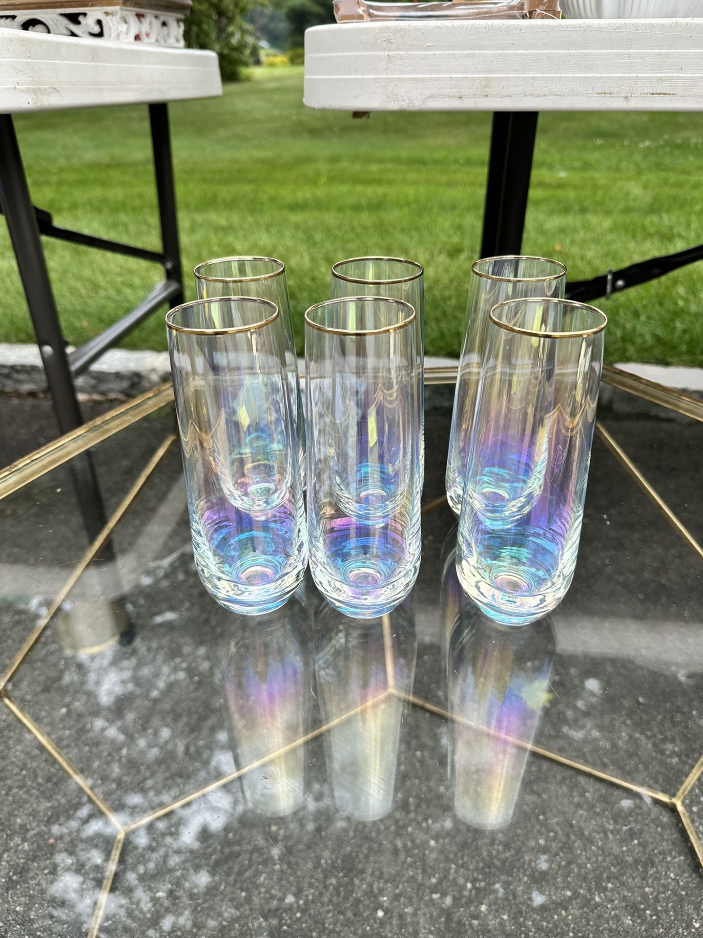 Iridescent Champagne Flutes- Set Of 6 for Sale in East Northport