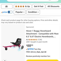 Hover-1 Buggy Hoverboard Attachment - Compatible with Most 6.5" & 8" Electric Hoverboards, Hand-Operated Rear Wheel Control, Adjustable Frame & Straps