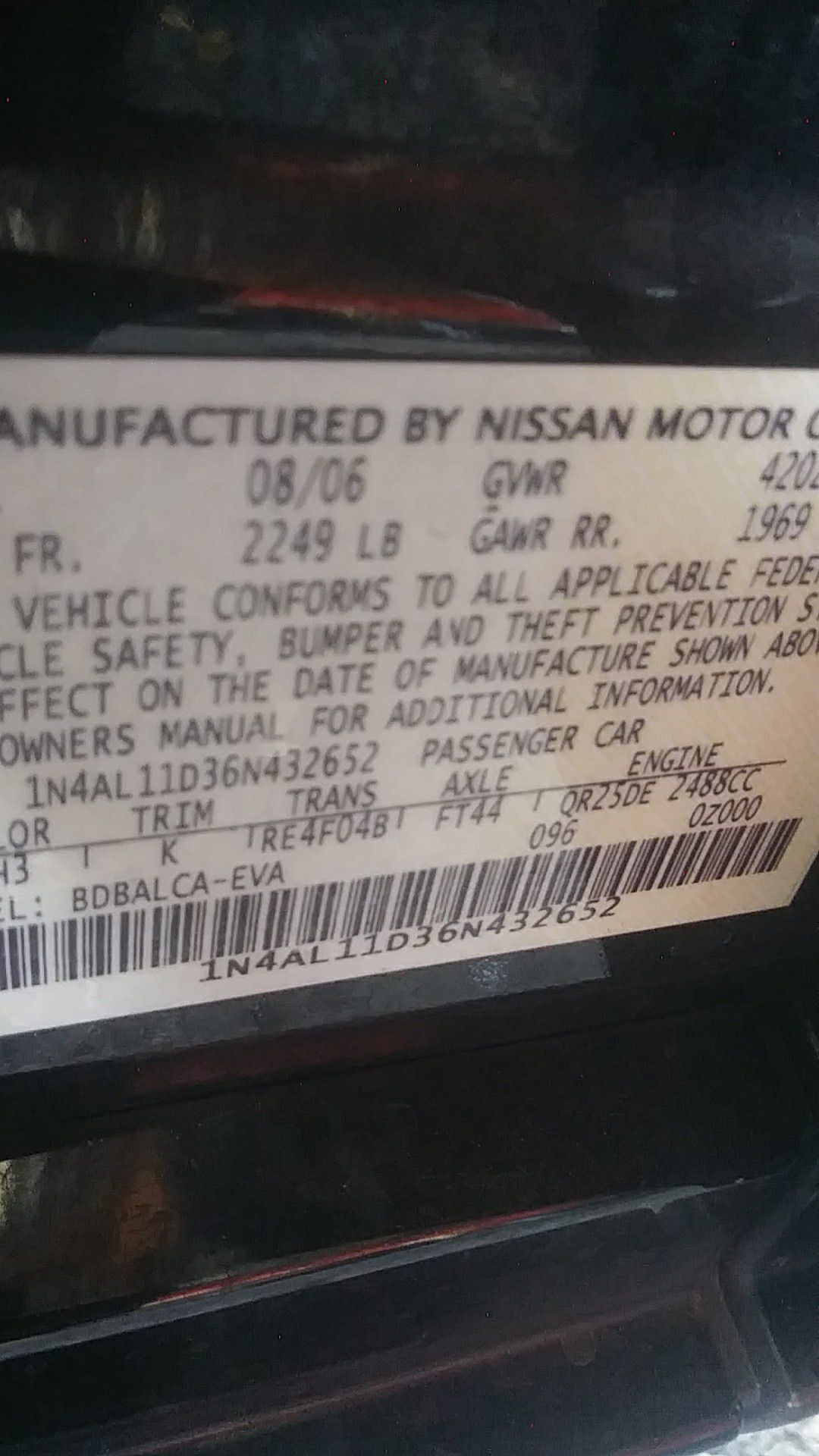 2006 Nissan altima parts for sale