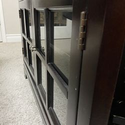 Elegant Mahogany TV Console – Solid Wood with French Doors & Adjustable Storage