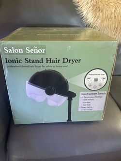 Ionic Hooded Hair Dryer,Bonnet Stand Hair Dryer with 3 Temperature Settings, Sit Under Hair Dryer with Timer, Portable Hair Dryer with Hood