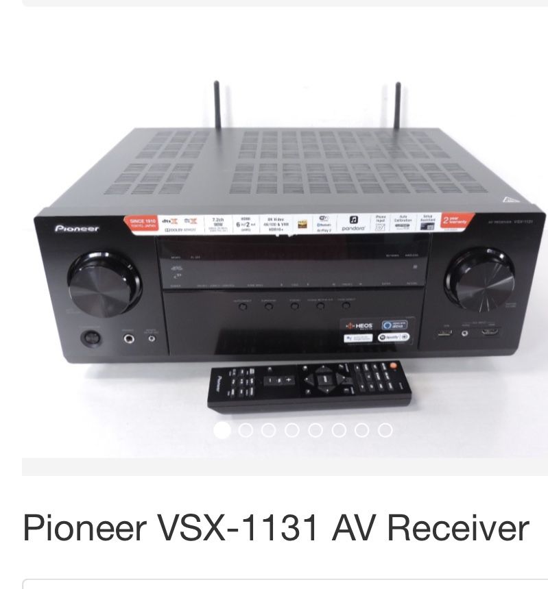 Pioneer VSX-1131 7.2 AV network receiver a powerhouse 170 watts 4K with built in Bluetooth and WIFI. Dolby Atmos and DTS.X featuring Reflex Optim