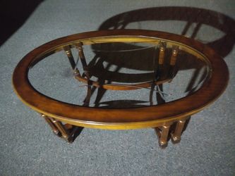 Coffee Table with Beveled Glass Insert