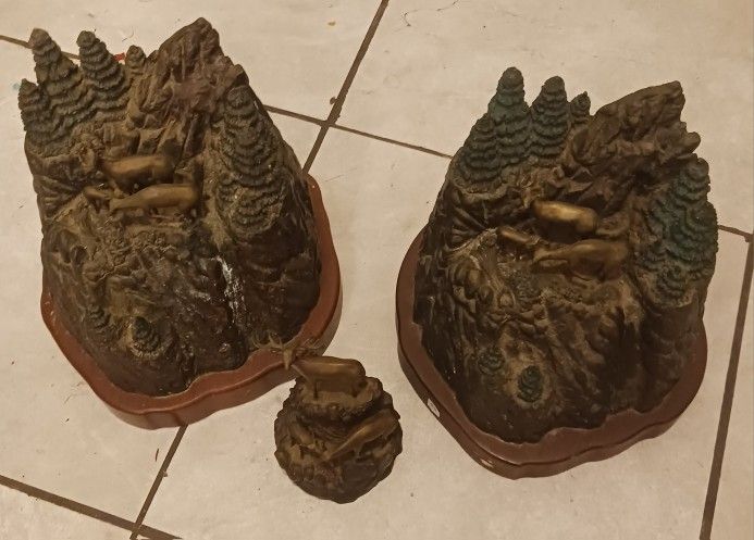 Set Of 3 Bronze Urns Deaf Mountains ⛰️ Made By Dan Parker