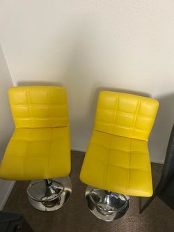 Yellow Faux Leather Bar Stools – Set of 2