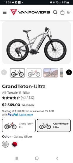 Vanpowers GrandTeton Ultra electric bike ebike hardtail mountain bike fat tire