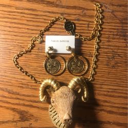 Aries ♈️ Gold Chain And Earrings Set