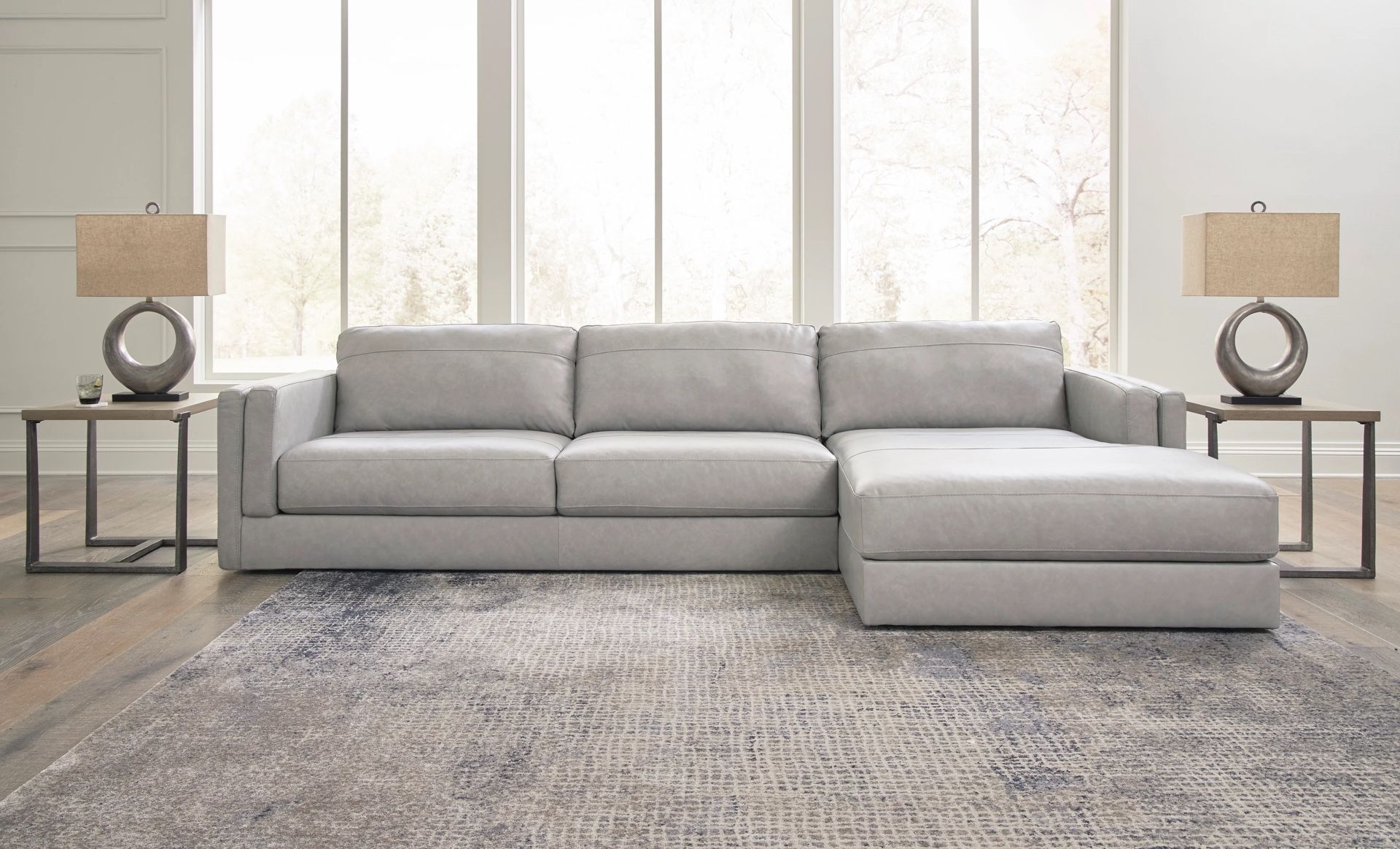 Amiata Glacier Leather 2-Piece RAF Chaise Sectional - Shop Now Pay Later - $39 Down