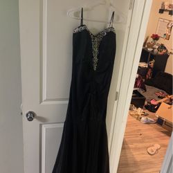 Diamond Studded Black Mermaid Dress