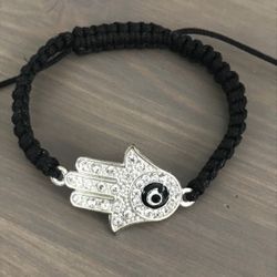 Evil Eye Hamsa Rhinestone Adjustable Bracelet