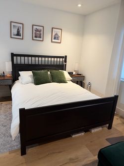 Queen bed frame with mattress