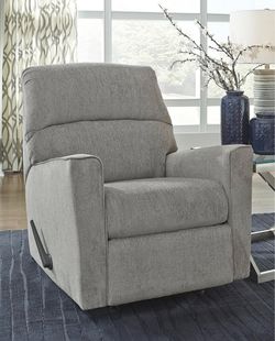Gray Fabric Upholstered Rocking Recliner Chair