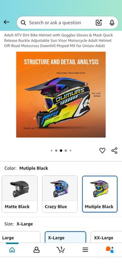 2174-3890 Adult ATV Dirt Bike Helmet with Goggles Gloves & Mask Quick Release Buckle Adjustable Sun Visor Motorcycle Adult Helmet Off-Road Motocross D