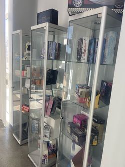 Set of 3 glass Display cabinets