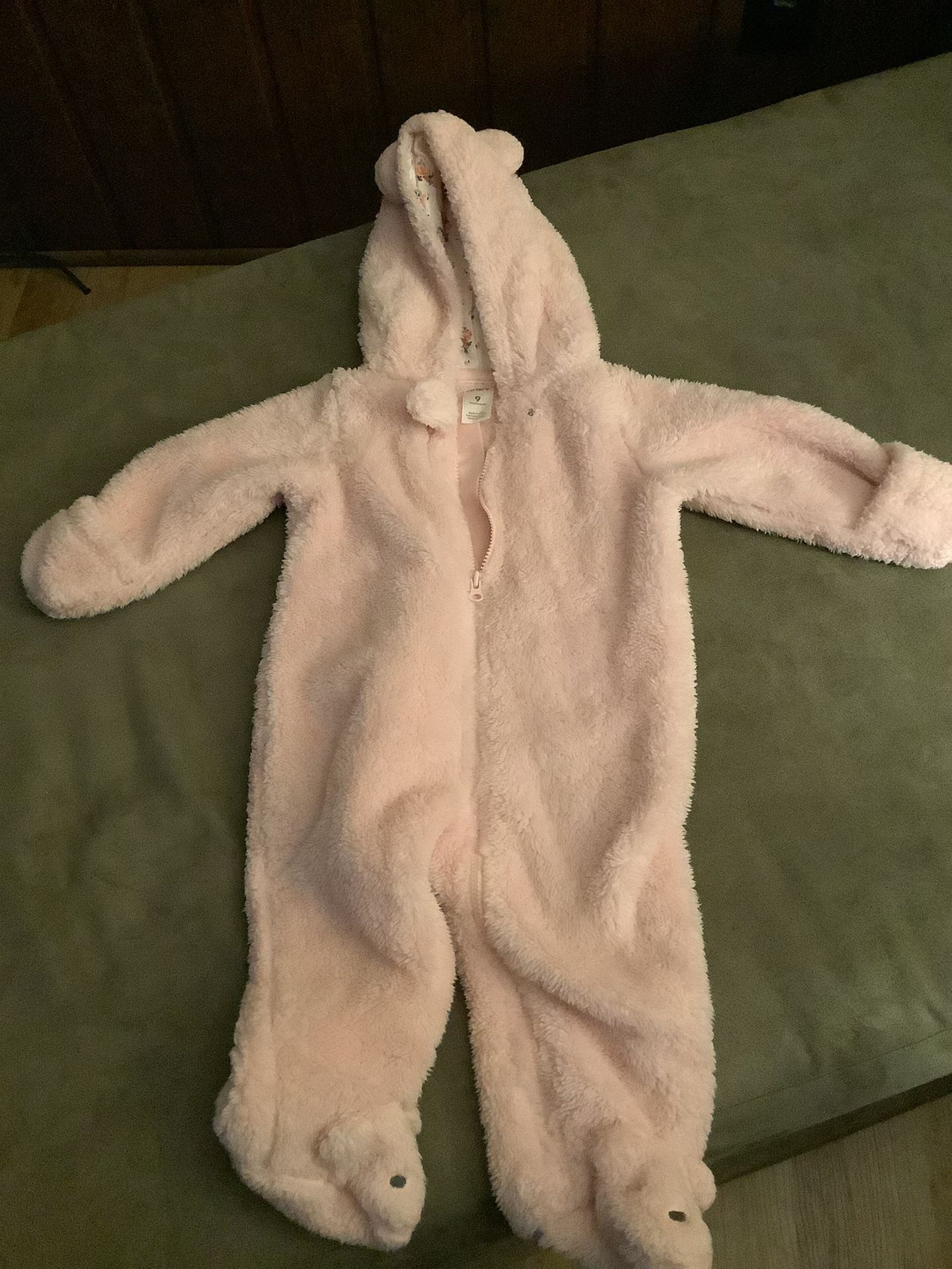 Carters 9 Months Girls Light Pink Fuzzy Bodysuit