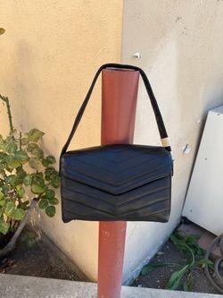 Black Quilted Faux Leather Shoulder Bag