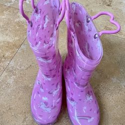 Girl Raining Boots Unicorn Lights Up Pink Size Big kid Y3 Brand New 