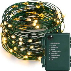 new Battery Operated String Lights - 18FT 50 Micro LEDs Starry Lights Christmas Lights Fairy Lights Firefly Lights with Dark Green Copper Wire for Chr