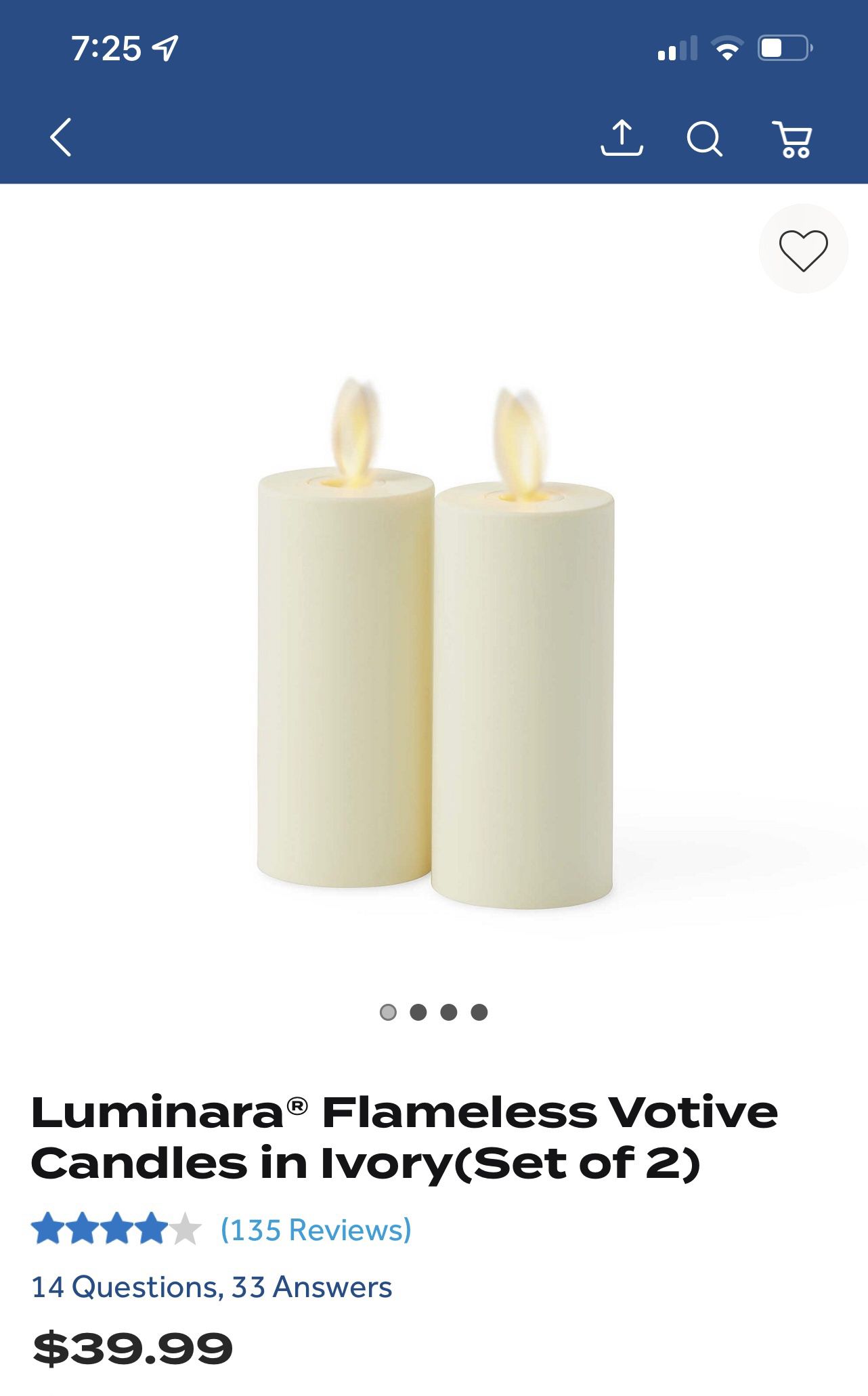 New Luminara Frameless Votive Set Of Two Candles (Ivory)