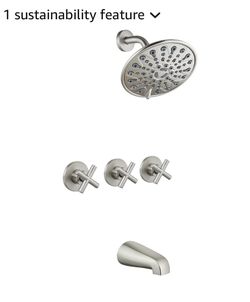 gotonovo 3 Handle Tub Shower Faucet Set, Tub and Shower Faucet Combo,Bathtub Faucet Set with 6 Settings Shower Head and Waterfall Tub Spout, Tub and S