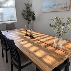 SKOGSTA Dining table, acacia/black, 92 1/2x39 3/8 "