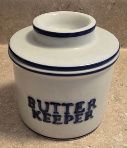 White Ceramic French Style Butter Keeper Bell Crock Dish