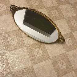 Oval mirrored vanity with handles 11 x 22”