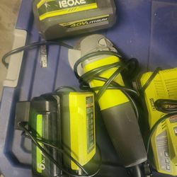 Ryobi Grinder 2 Batteries And 2 Chargers 