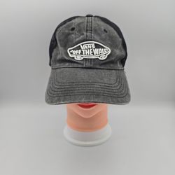 VANS Off The Wall Gray/Black Adjustable Strapback Mesh TruckerHat.   3