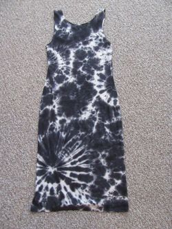 Women's RD Style Black/Gray Tie-Dye Bodycon Midi Dress - Size Medium
