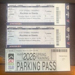 PRICE REDUCED!! Spring Training Tickets + Parking - Rockies vs. Giants March 19, 2026, Salt River Fields