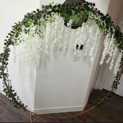 Circular Wedding Party Arch with Wisteria Flowers and Ivy Garlands Backdrop Background Kit ~ New