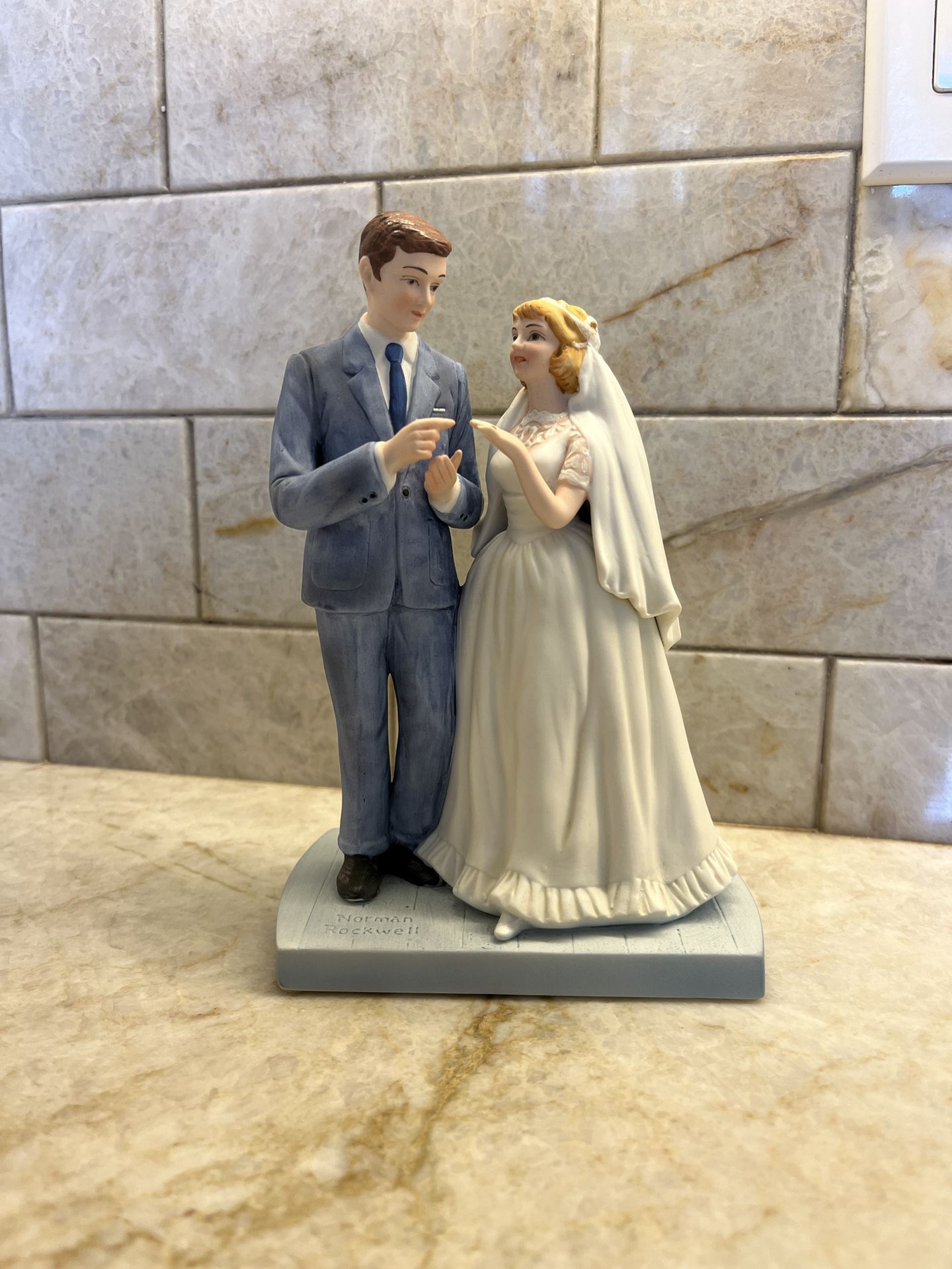 Norman Rockwell Bride and Groom Cake Topper