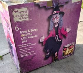6 Foot Halloween Animated Marionette Witch (LED) read description for details
