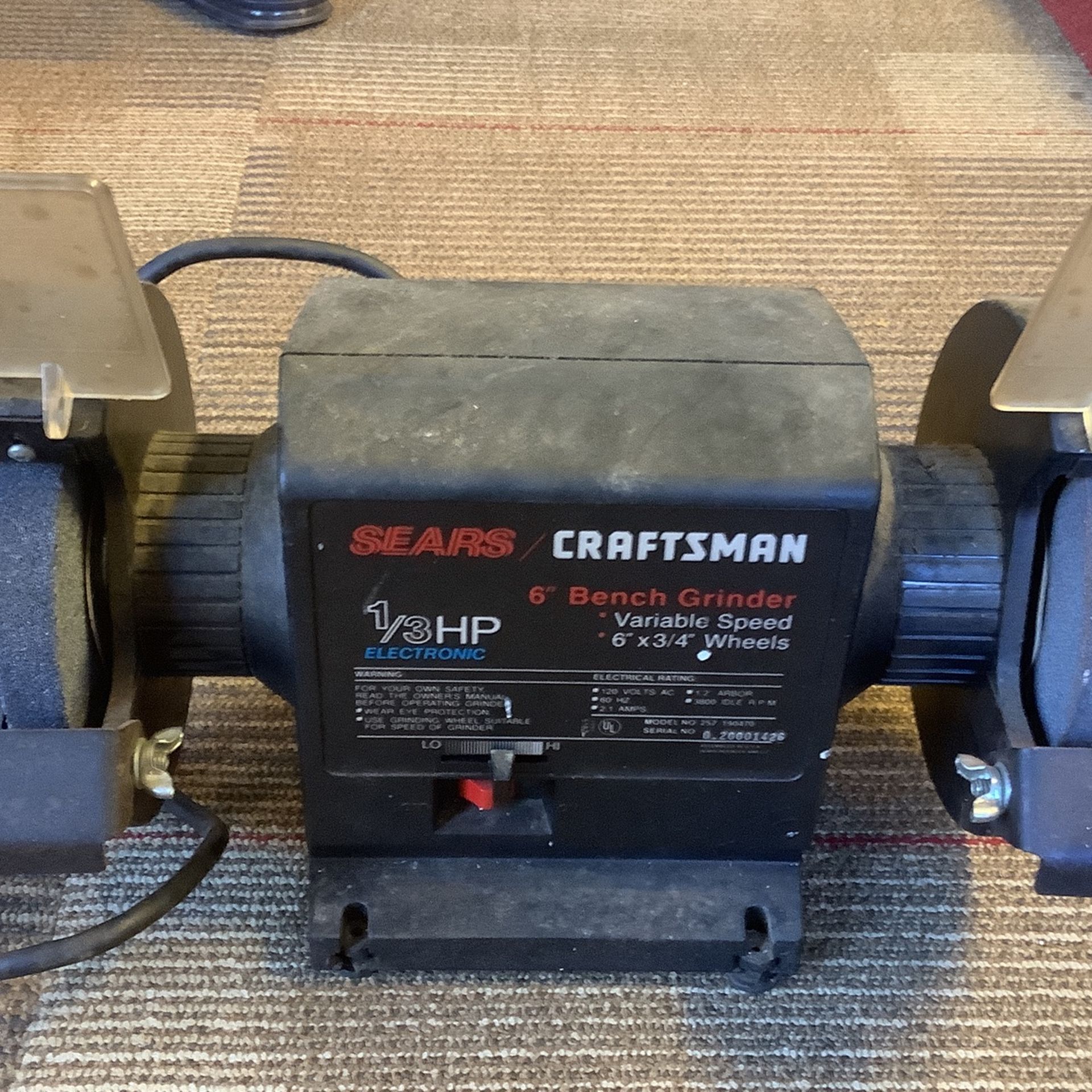 Craftsman 1/3 HP 6” Bench Grinder Model 257 for Sale in Greensboro, NC ...